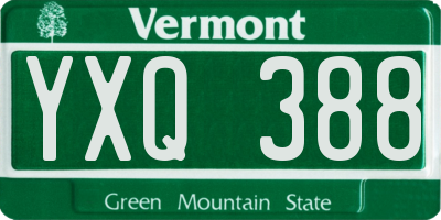 VT license plate YXQ388