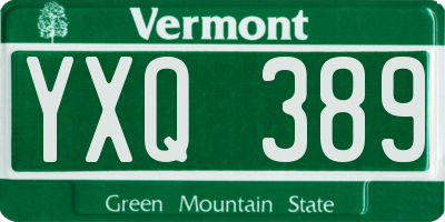 VT license plate YXQ389