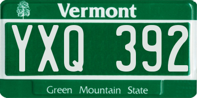 VT license plate YXQ392