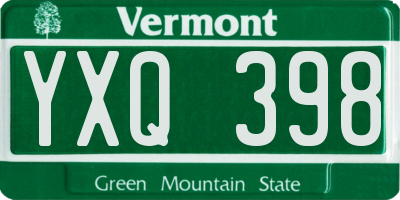 VT license plate YXQ398
