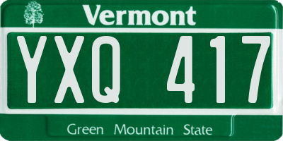 VT license plate YXQ417