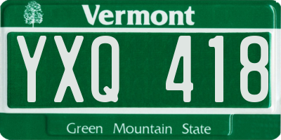 VT license plate YXQ418