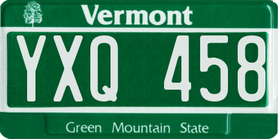 VT license plate YXQ458