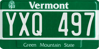 VT license plate YXQ497