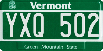 VT license plate YXQ502