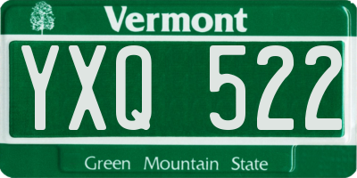 VT license plate YXQ522