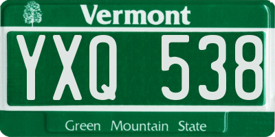 VT license plate YXQ538