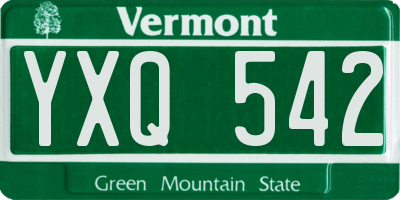VT license plate YXQ542