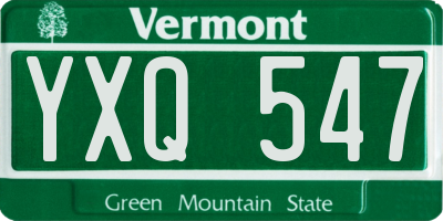 VT license plate YXQ547