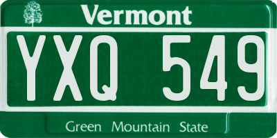 VT license plate YXQ549