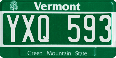 VT license plate YXQ593