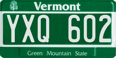 VT license plate YXQ602