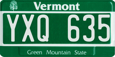 VT license plate YXQ635