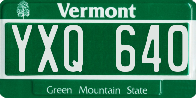 VT license plate YXQ640