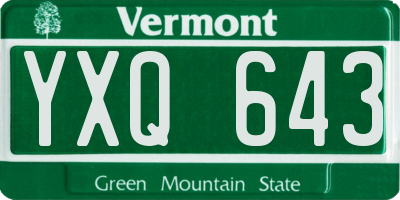 VT license plate YXQ643