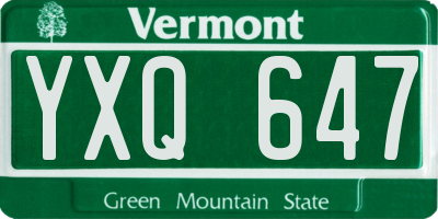 VT license plate YXQ647