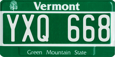 VT license plate YXQ668