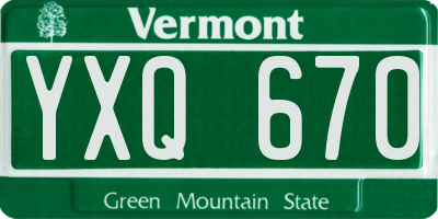 VT license plate YXQ670