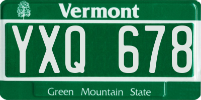 VT license plate YXQ678
