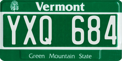 VT license plate YXQ684