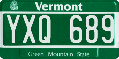 VT license plate YXQ689
