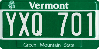 VT license plate YXQ701