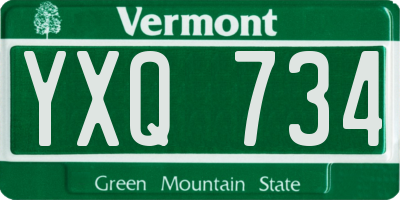 VT license plate YXQ734