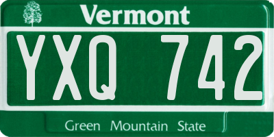 VT license plate YXQ742