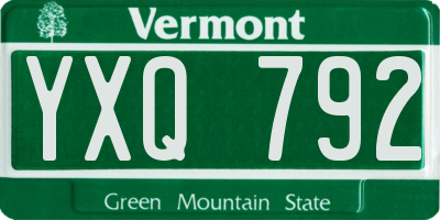VT license plate YXQ792