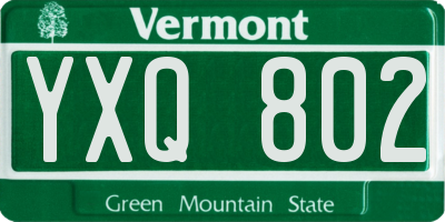 VT license plate YXQ802