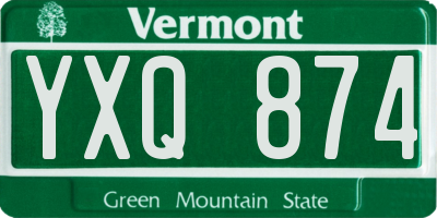 VT license plate YXQ874