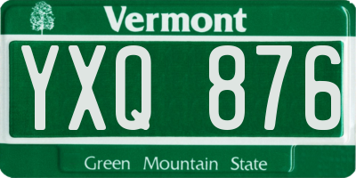 VT license plate YXQ876