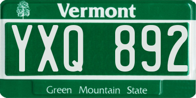 VT license plate YXQ892