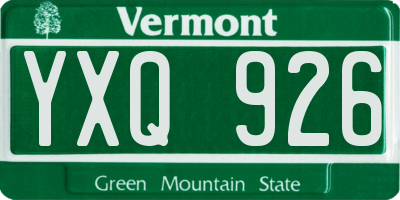 VT license plate YXQ926