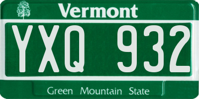 VT license plate YXQ932