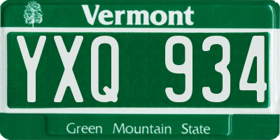 VT license plate YXQ934