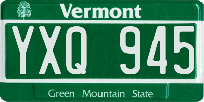 VT license plate YXQ945
