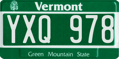 VT license plate YXQ978