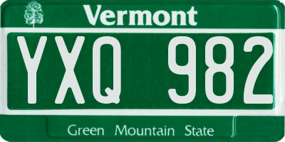VT license plate YXQ982
