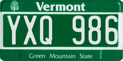 VT license plate YXQ986