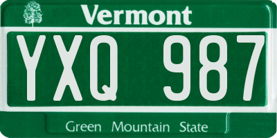VT license plate YXQ987