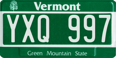 VT license plate YXQ997