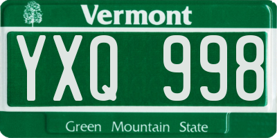 VT license plate YXQ998