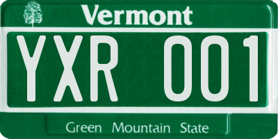 VT license plate YXR001