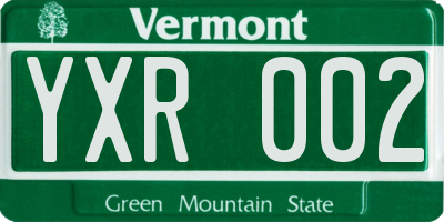VT license plate YXR002