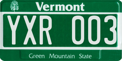 VT license plate YXR003