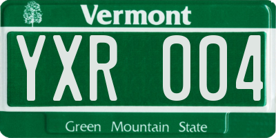 VT license plate YXR004