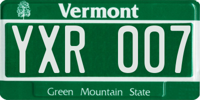 VT license plate YXR007