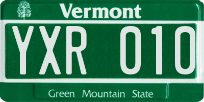 VT license plate YXR010