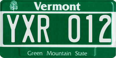 VT license plate YXR012